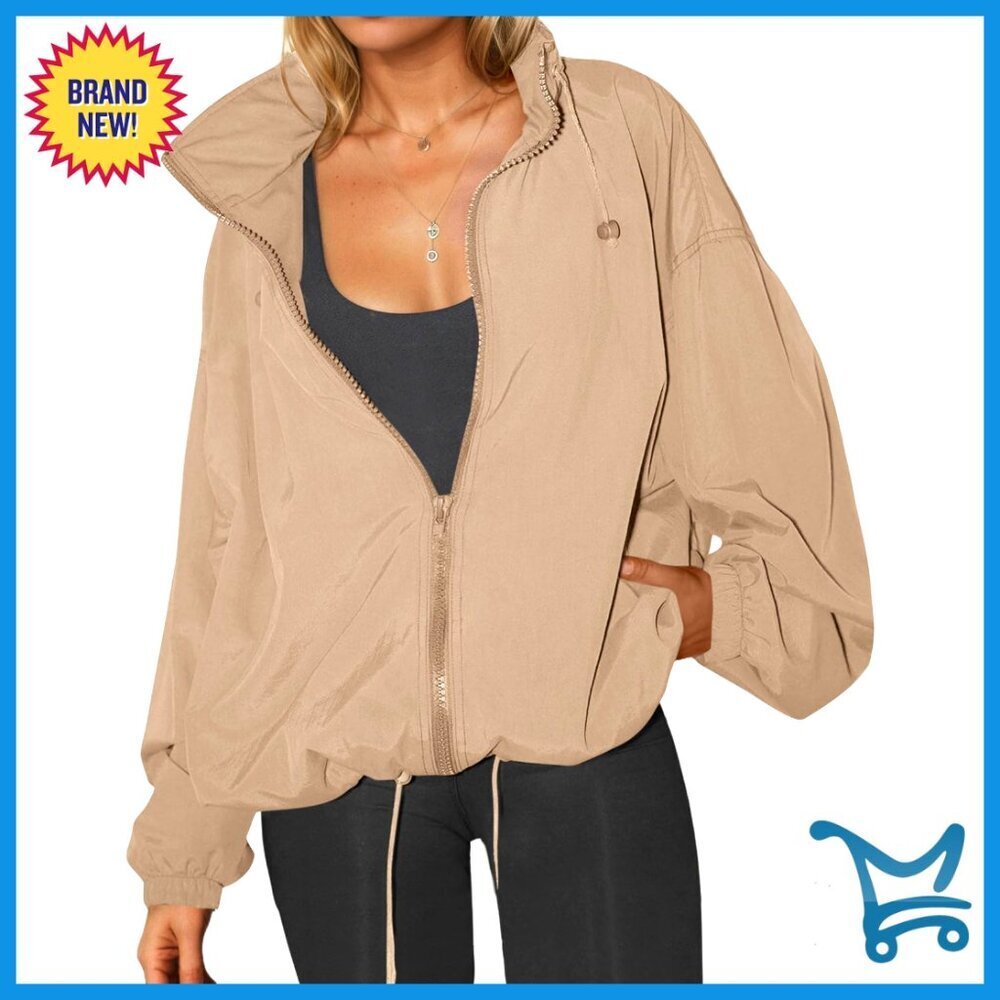 Waterproof Rain Jacket Lightweight Hooded Windbreaker Hiking Outdoor